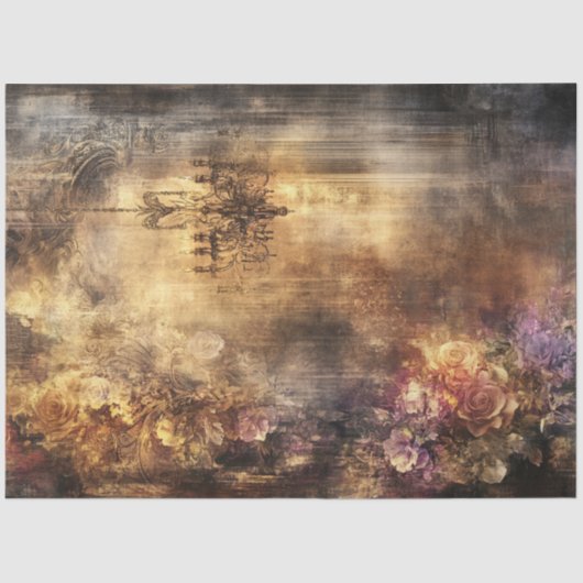 Decoupage Imitats Vintag Warme Erde Tone Kronleuch Seidenpapier (Vorderseite)