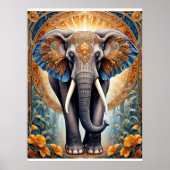 Decoupage - Indischer heiliger Elefant als Ikone  Poster (Vorne)