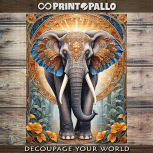 Decoupage - Indischer heiliger Elefant als Ikone Poster