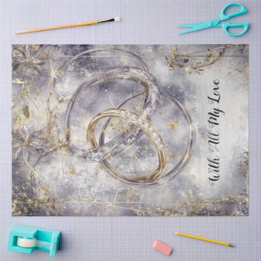 Decoupage Intertwing Rings Save the Date Seidenpapier (Basteln)