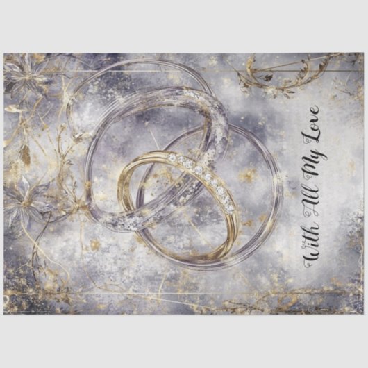 Decoupage Intertwing Rings Save the Date Seidenpapier (Vorderseite)