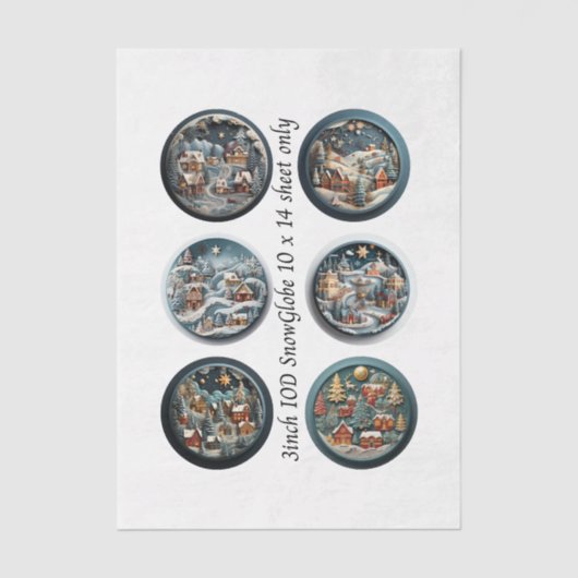 Decoupage IOD Snow Globe Molds Winter Village 3" Seidenpapier (Vorderseite)