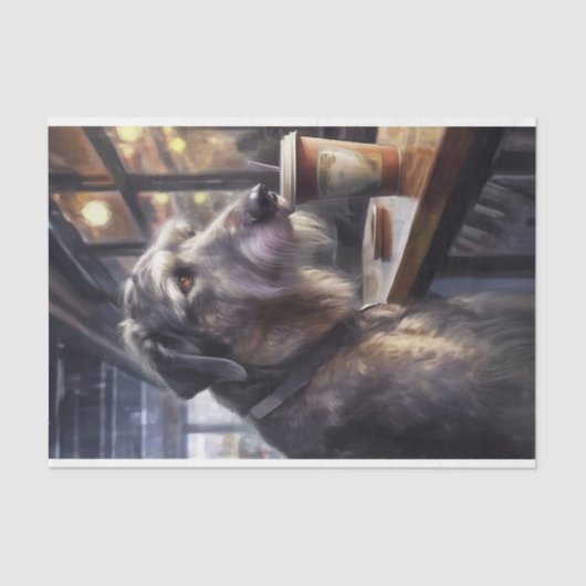 Decoupage Irish Wolfhound im Café Seidenpapier (Vorderseite)