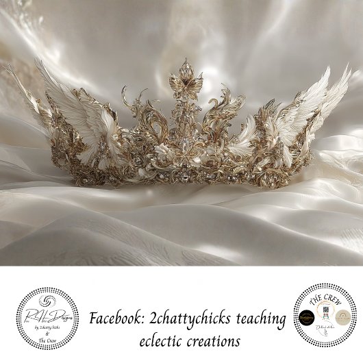 Decoupage Ivory Crown Wing Elements Filigree Seidenpapier
