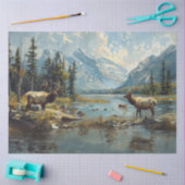 Decoupage Junting Fishing Elk Mountains Snow Seidenpapier (Basteln)