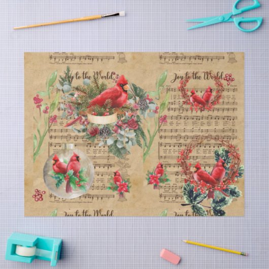 Decoupage Kardinal Seidenpapier (Basteln)