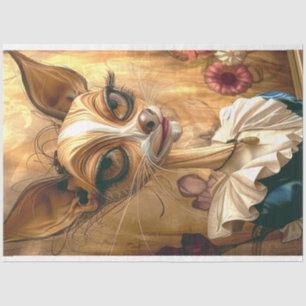 Decoupage-Katze im Vintage-Look große Augen Art De Seidenpapier