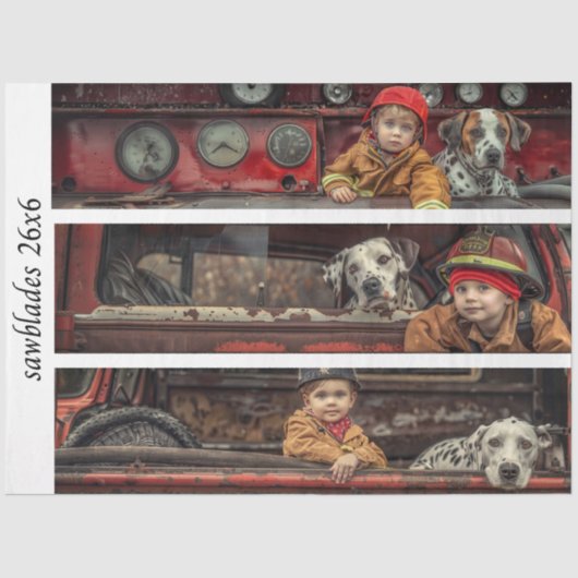 Decoupage Kid Firehouse Heroes Firetruck Dalmation Seidenpapier (Vorderseite)