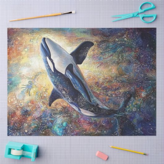 Decoupage Killer Whale Vibraning Abstrakte Malerei Seidenpapier (Basteln)