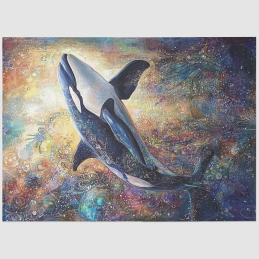 Decoupage Killer Whale Vibraning Abstrakte Malerei Seidenpapier (Vorderseite)