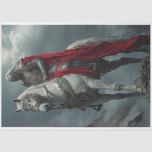 Decoupage Knight on White Horse Gothic Rider Seidenpapier (Vorderseite)