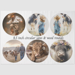 Decoupage Kreissäge-Designs Vintage-Design 8,5" Seidenpapier