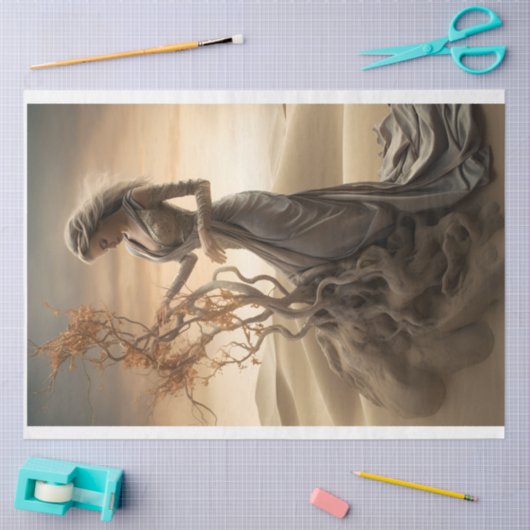 Decoupage Lady in der Wüste Seidenpapier (Basteln)