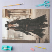 Decoupage Lady Sheriff im Schwarzen Western Style Seidenpapier (Basteln)