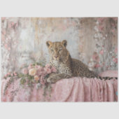 Decoupage Landscape Leopard Romantic Pink Floral Seidenpapier (Vorderseite)