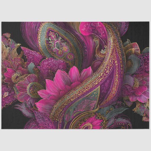 Decoupage Landscape Paisley Magenta Tapesta Seidenpapier (Vorderseite)