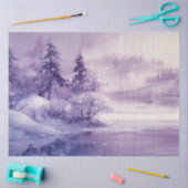 Decoupage Landscape Schnee bedeckt Purpurrot Weiß Seidenpapier (Basteln)