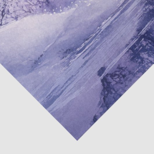 Decoupage Landscape Schnee bedeckt Purpurrot Weiß Seidenpapier (Ausschnitt)