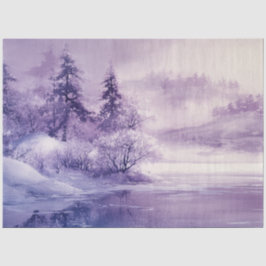 Decoupage Landscape Schnee bedeckt Purpurrot Weiß Seidenpapier