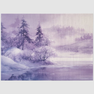 Decoupage Landscape Schnee bedeckt Purpurrot Weiß Seidenpapier