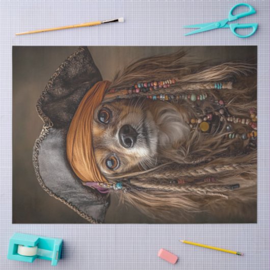Decoupage Langhaarige Dackel Pirate Seidenpapier (Basteln)