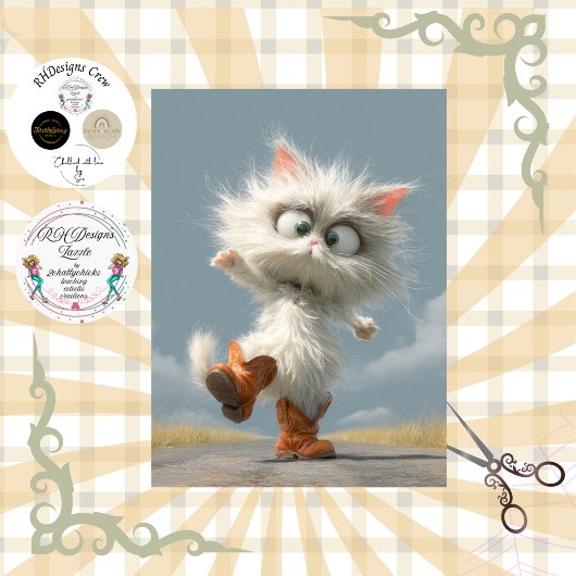 Decoupage-Laune tanzende Katze Seidenpapier