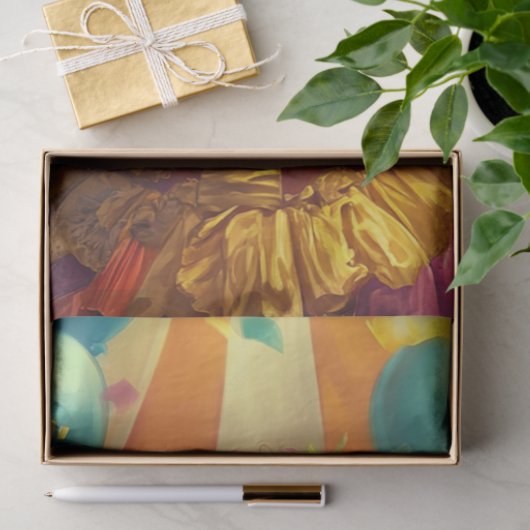 Decoupage Lebendiger Clown gelb, blau rot Seidenpapier (Geschenk)