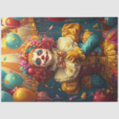 Decoupage Lebendiger Clown gelb, blau rot Seidenpapier (Vorderseite)