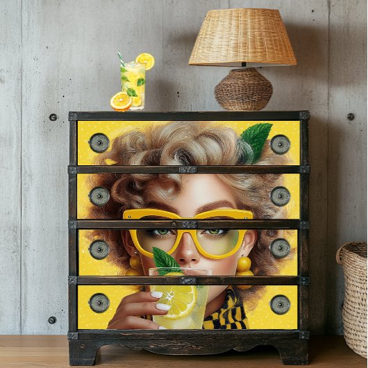 Decoupage Lemonade Lady Retro Hot Days Sommer Seidenpapier