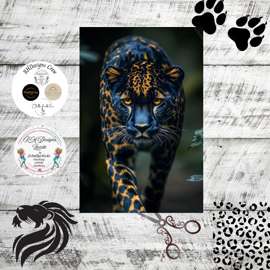 Decoupage Leopard Dunkle Spots Piercing Blick Seidenpapier