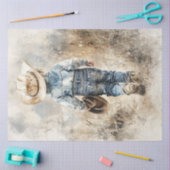 Decoupage Lil Cowboy in Field Walking Away Seidenpapier (Basteln)