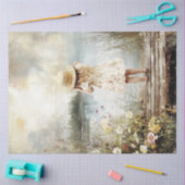 Decoupage Lil Girl Clara auf Dock Lake Straw Hat Seidenpapier (Basteln)