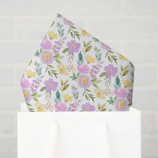 Decoupage Lila Gelbe Blume Seidenpapier (Geschenktüte)