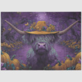 Decoupage Lila Halloween Highland Cow Pumpkin Seidenpapier (Vorderseite)
