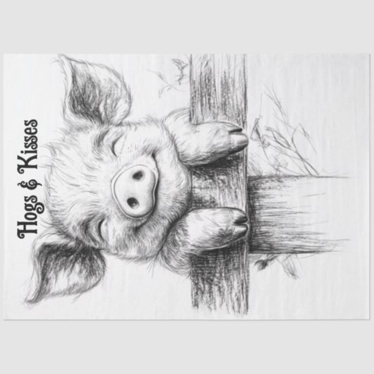 Decoupage Line Zeichnend Piglet Hogs & Kisses Seidenpapier (Vorderseite)