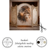 Decoupage Lion Cross Lamb Double Exposure Art Seidenpapier