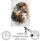 Decoupage Lion Cross Lamb Double Exposure Art Seidenpapier