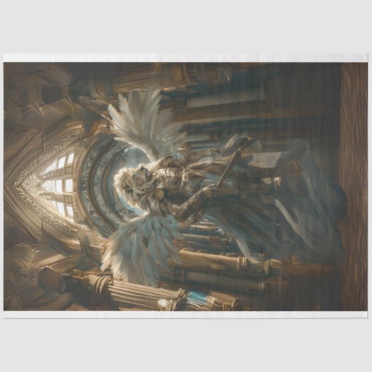 Decoupage Lion Guardian Sacred Hall Angel Wings Seidenpapier (Vorderseite)