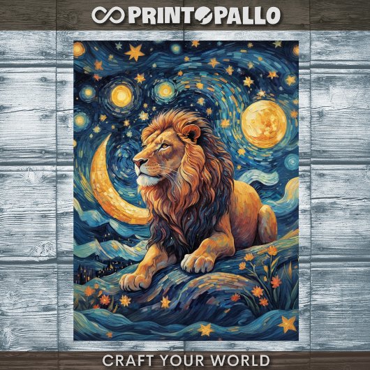 Decoupage - Lion in einer Van Gogh-Welt - Seidenpapier