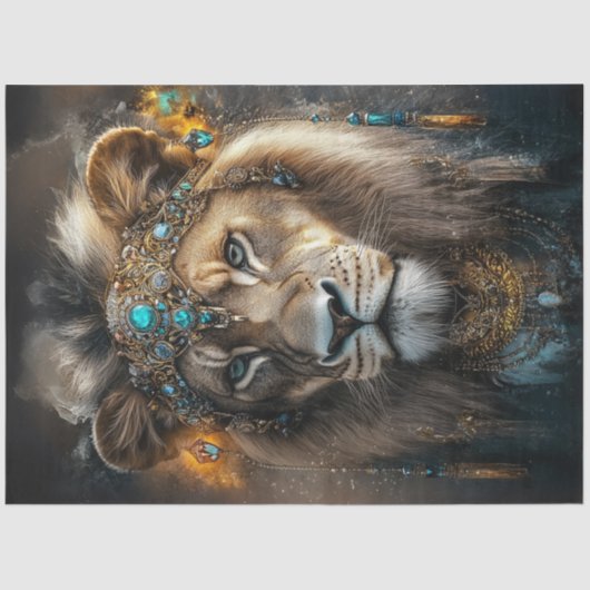 Decoupage Lioness Adorned Amerikanische Ureinwohne Seidenpapier (Vorderseite)