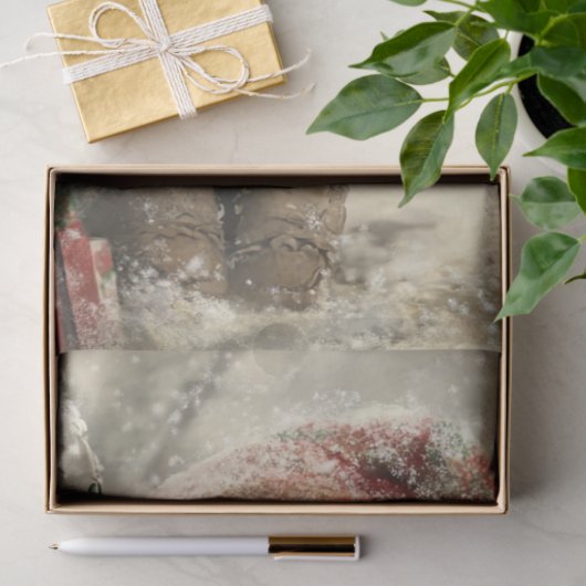 Decoupage Little Girl Dressed Weihnachtskleid Seidenpapier (Geschenk)