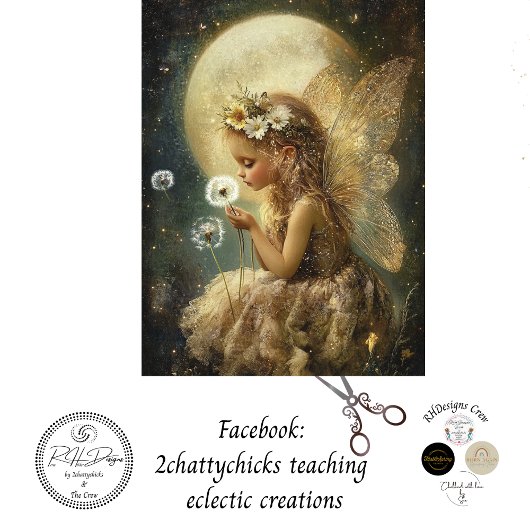 Decoupage Little Girl Fairy Moon Night Setting Seidenpapier