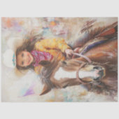 Decoupage Little Girl Reiten Rodeo Arena Seidenpapier (Vorderseite)