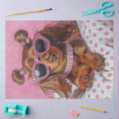Decoupage Longhaired-Dackel in PINK Seidenpapier (Basteln)