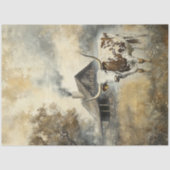 Decoupage Longhorn Holzhütte Feld Seidenpapier (Vorderseite)