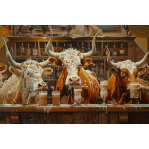 Decoupage Longhorn Kühe Bar trinken Milchshakes Seidenpapier