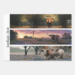 Decoupage Longhorn Wester Papers Sägeblätter Geschenkpapier Set
