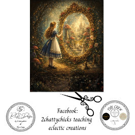 Decoupage Looking Glass Wonderland Storybook  Seidenpapier