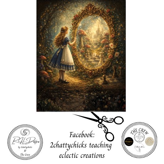 Decoupage Looking Glass Wonderland Storybook  Seidenpapier