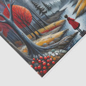 Decoupage - Mädchen in rot und Herbstmondlandschaf Seidenpapier (Ausschnitt)